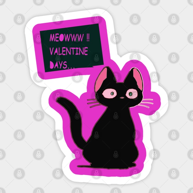 CAT BLACK PINK VALENTINE Sticker by Pure Touch